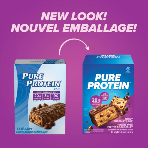 CHEWY CHOCOLATE CHIP PROTEIN BAR 50 g - Pure Protein Canada - Protein ...